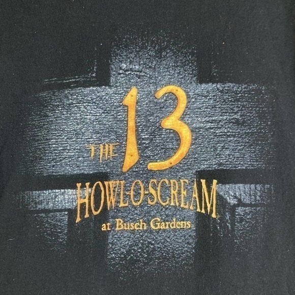 Busch Gardens Howl O Scream The 13 Halloween T-Shirt Mens Sz Large Black Graphic - Picture 4 of 8